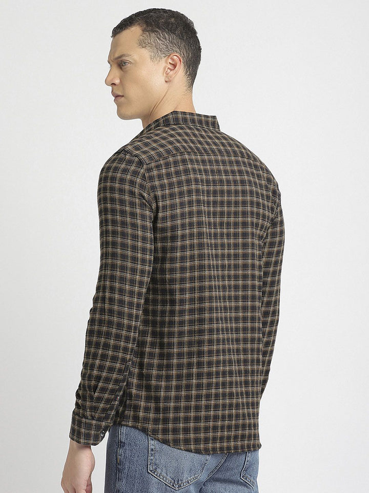 THE BEAR HOUSE Slim Fit Tartan Checked Spread Collar Pure Cotton Casual Shirt