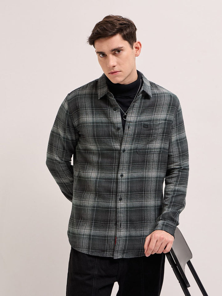 THE BEAR HOUSE Slim Fit Tartan Checks Pure Cotton Casual Shirt