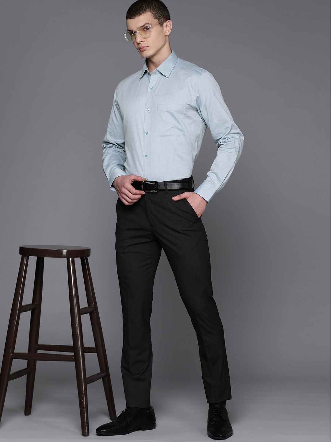Raymond Pure Cotton Self-Design Slim Fit Formal Shirt