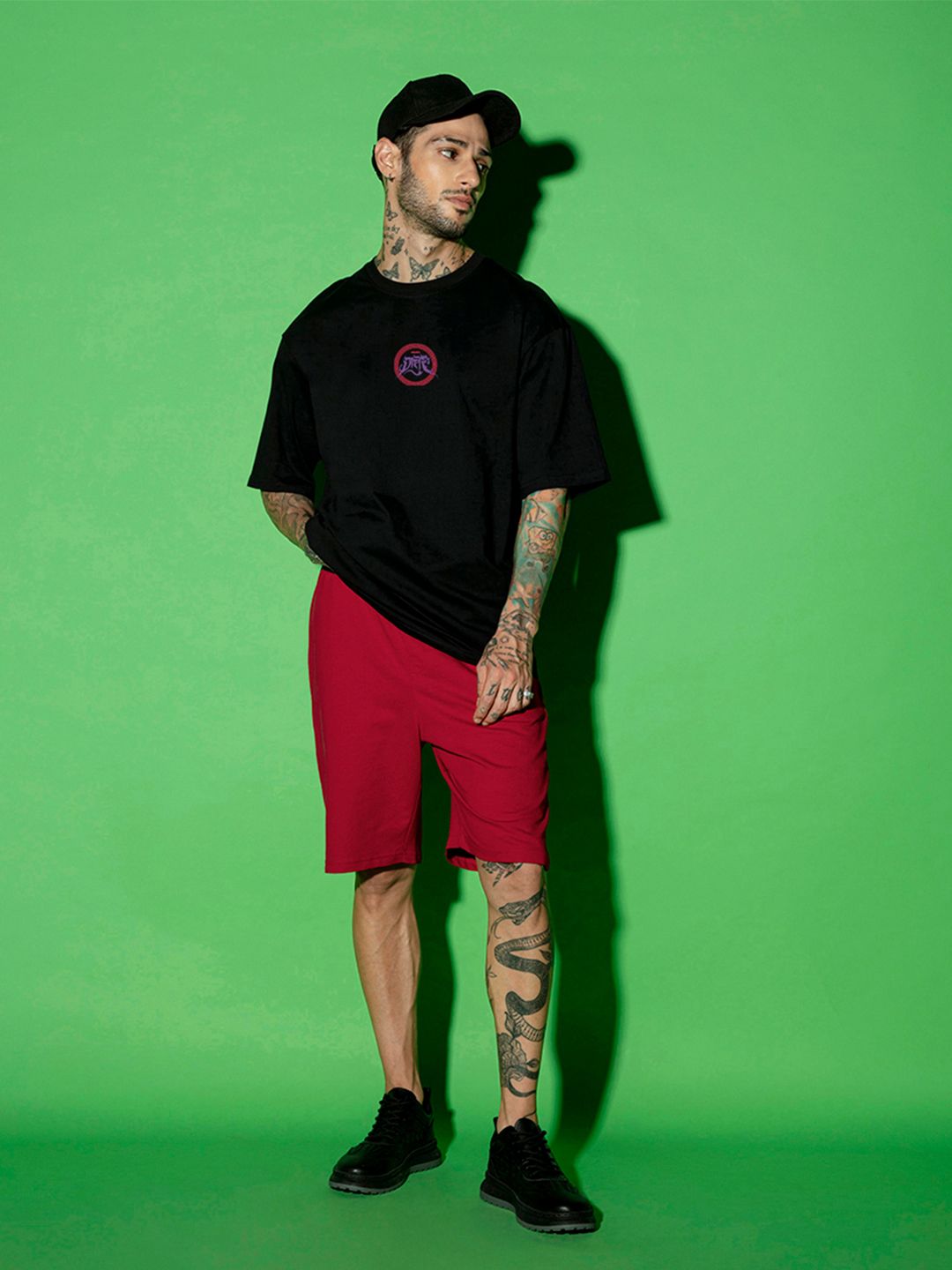 Bewakoof Ashura Graphic Printed Oversized Acid Wash Pure Cotton T-shirt