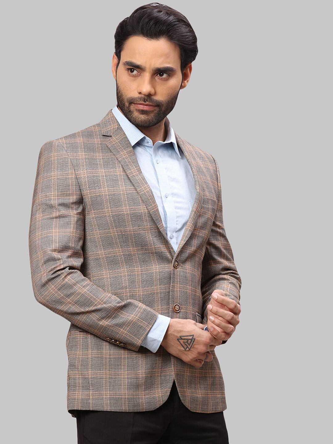 Park Avenue Men Checked Single Breasted Super Slim-Fit Blazers