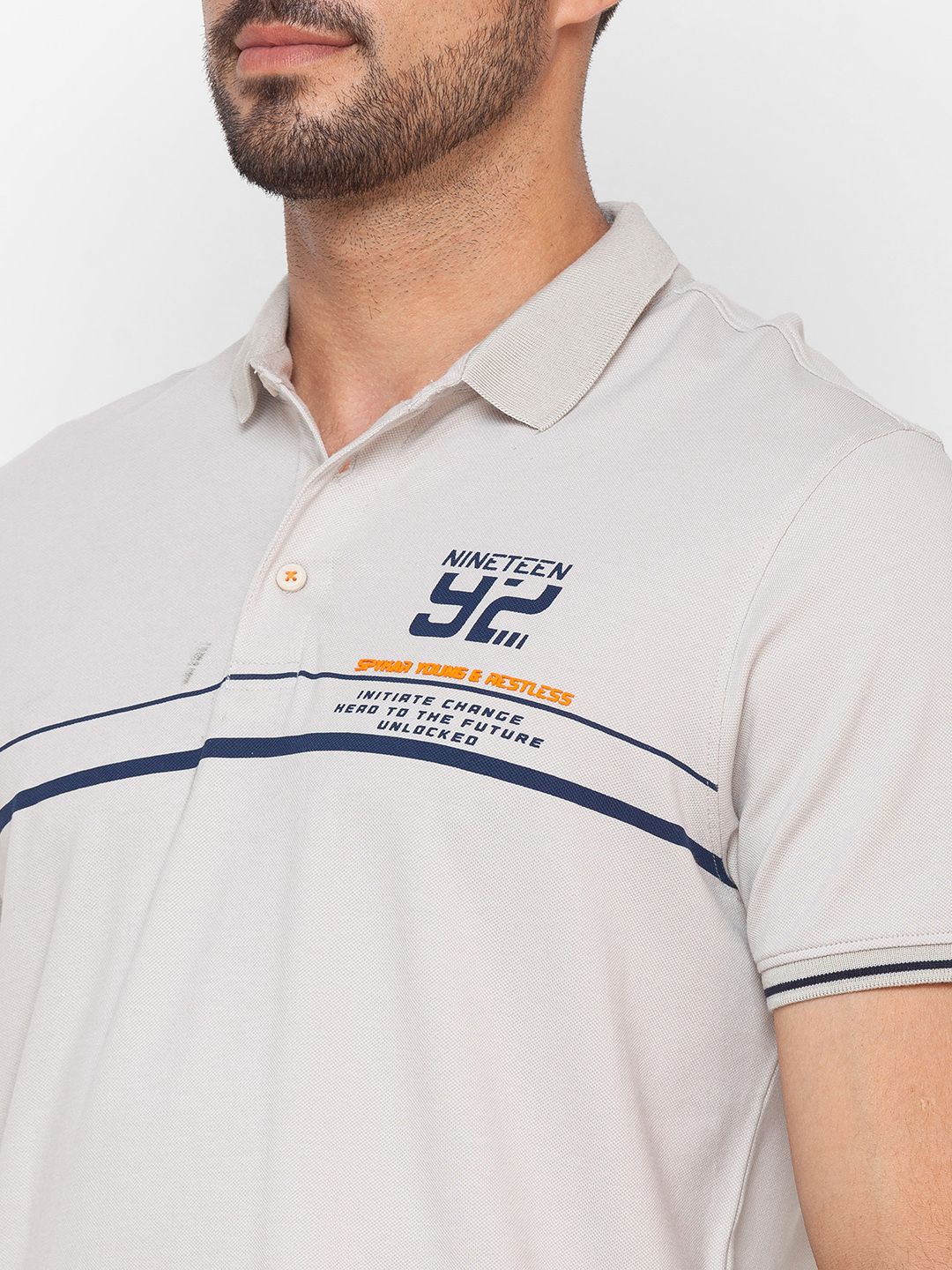 SPYKAR Typography Printed Polo Collar Slim Fit Casual T-shirt