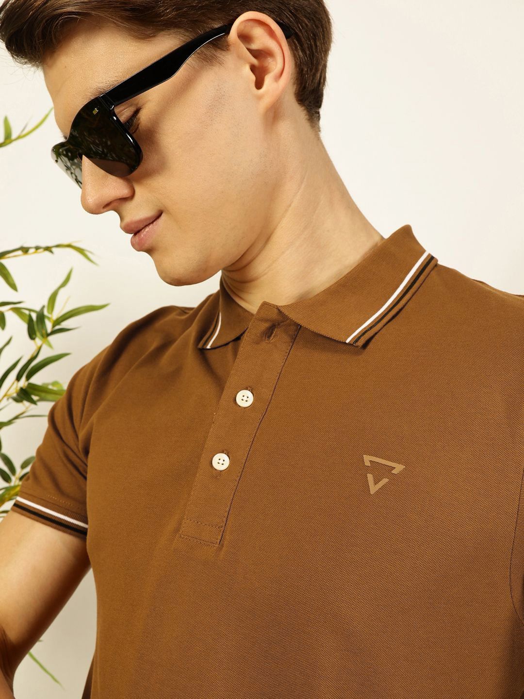 Thomas Scott Men Solid Polo Collar Cotton T-shirt