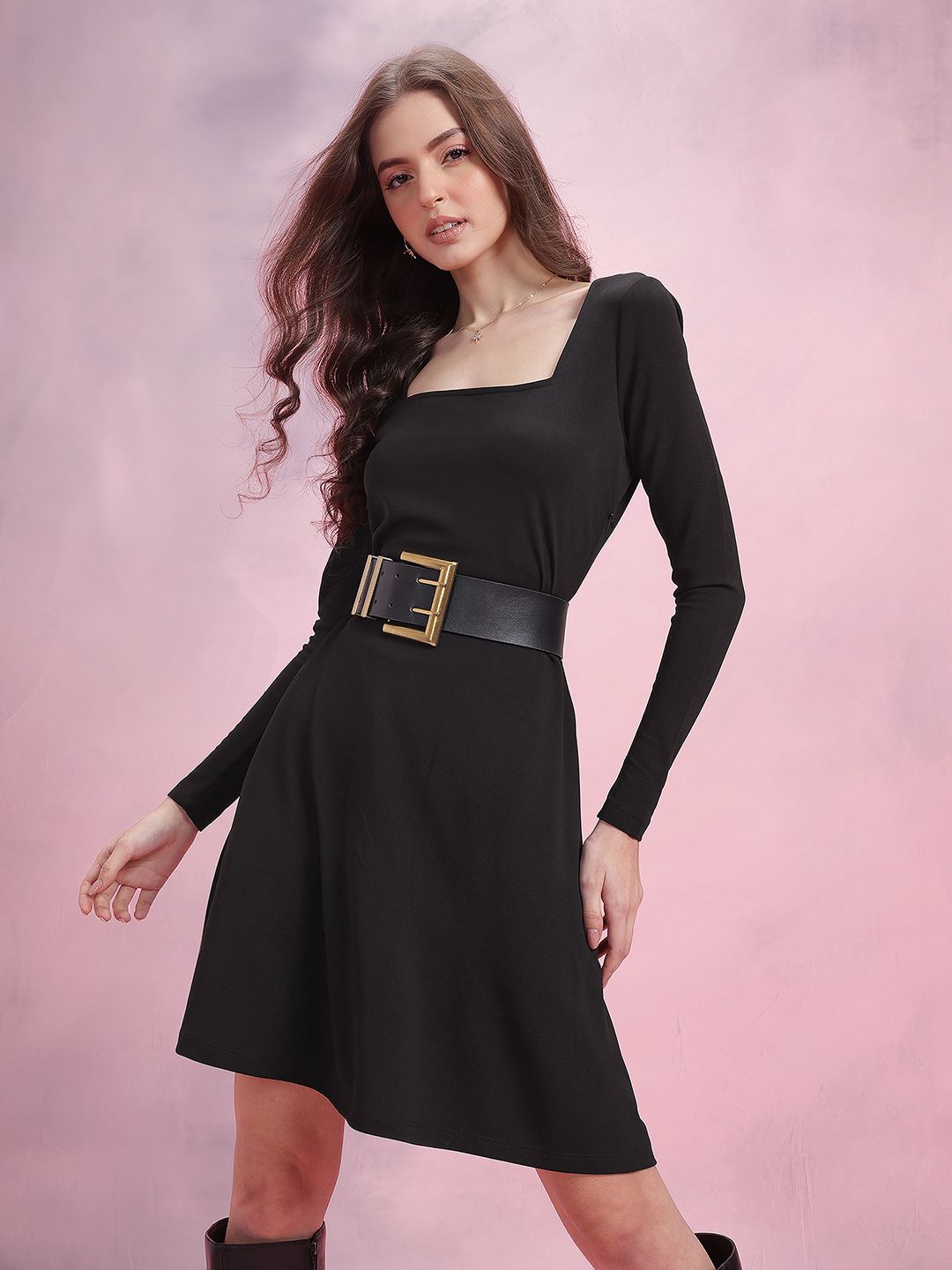 DressBerry Square Neck A-Line Dress