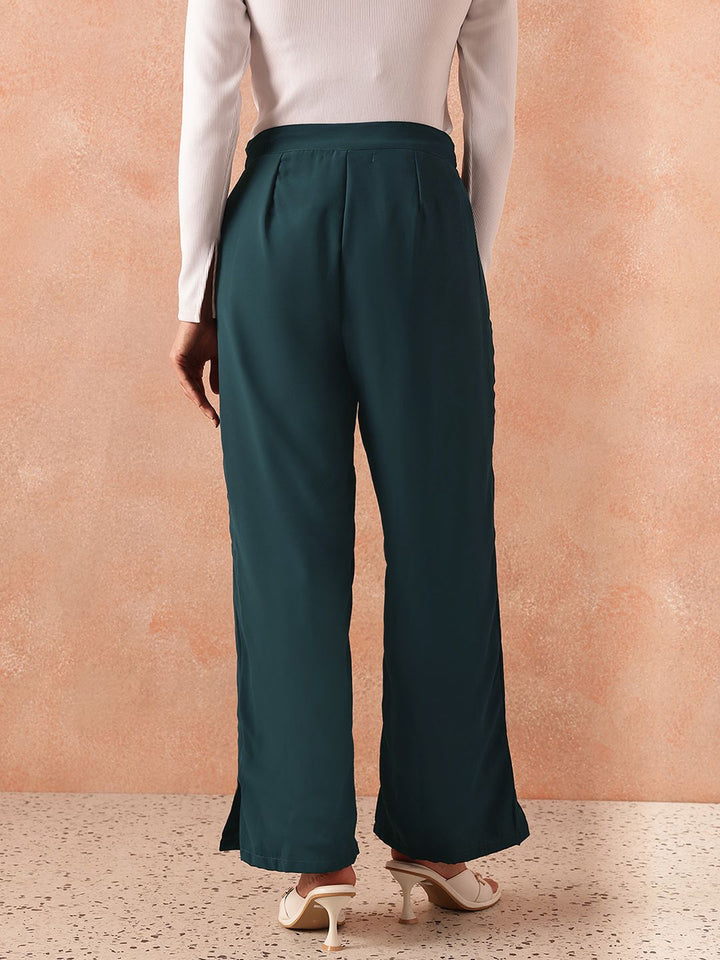 all about you Women Mid-Rise Flared Fit Semi-Formal Parallel Trousers
