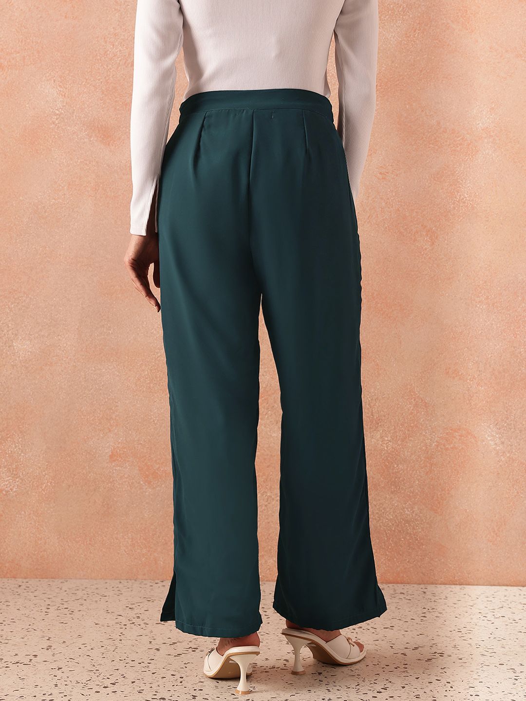all about you Women Mid-Rise Flared Fit Semi-Formal Parallel Trousers
