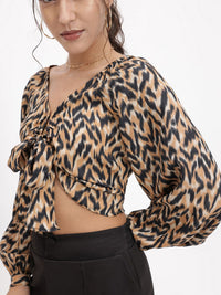 DressBerry Animal Tie-Up Crop Top