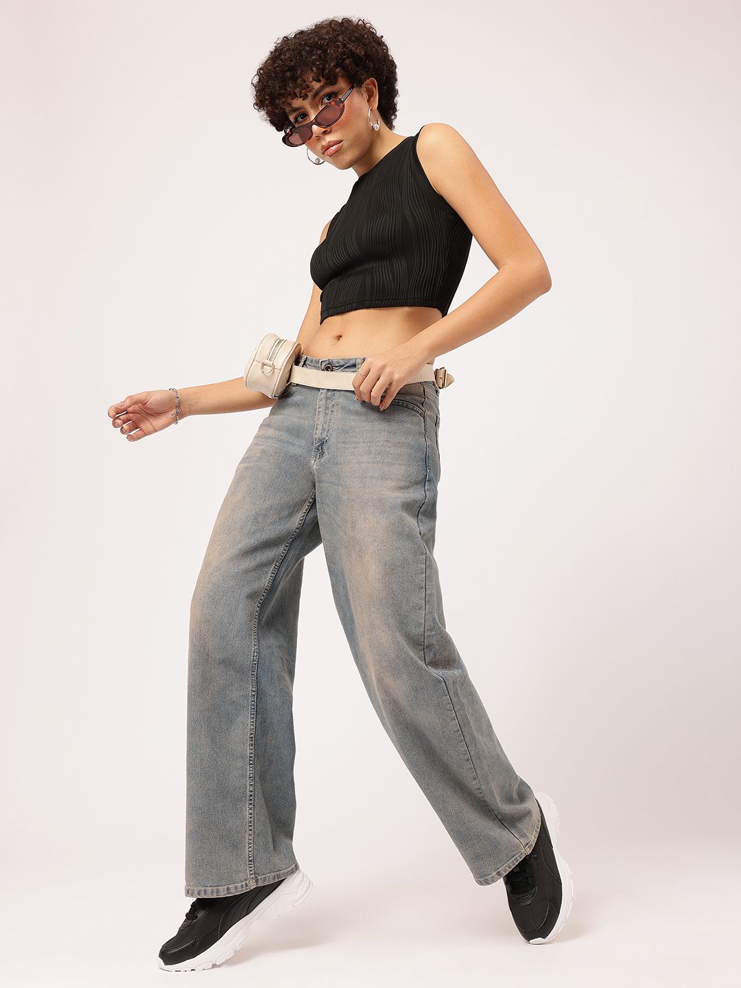 DressBerry Textured Wave Crop Top