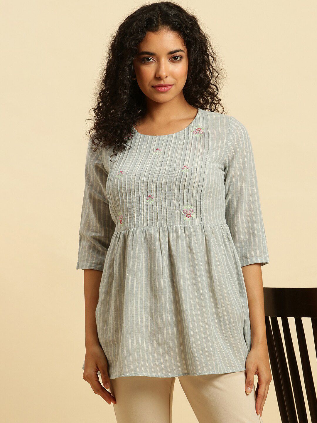 W Vertical Stripes A-Line Top