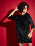 SASSAFRAS Black Tie Up Hem Sheath Dress