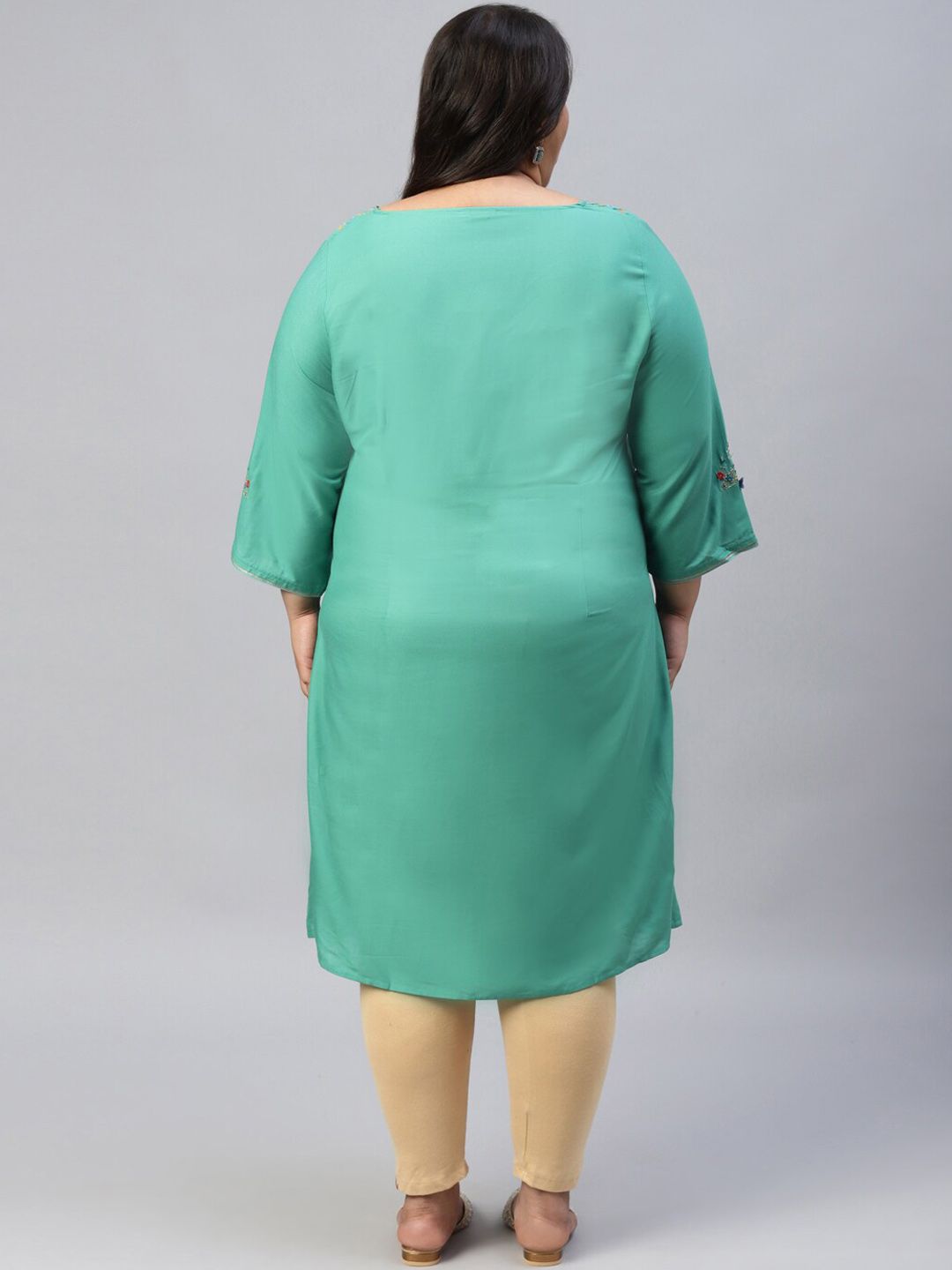 W Women Green Ethnic Motifs Printed Kurta