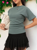 DressBerry Elevated Basics Extended Sleeves Ruched Top