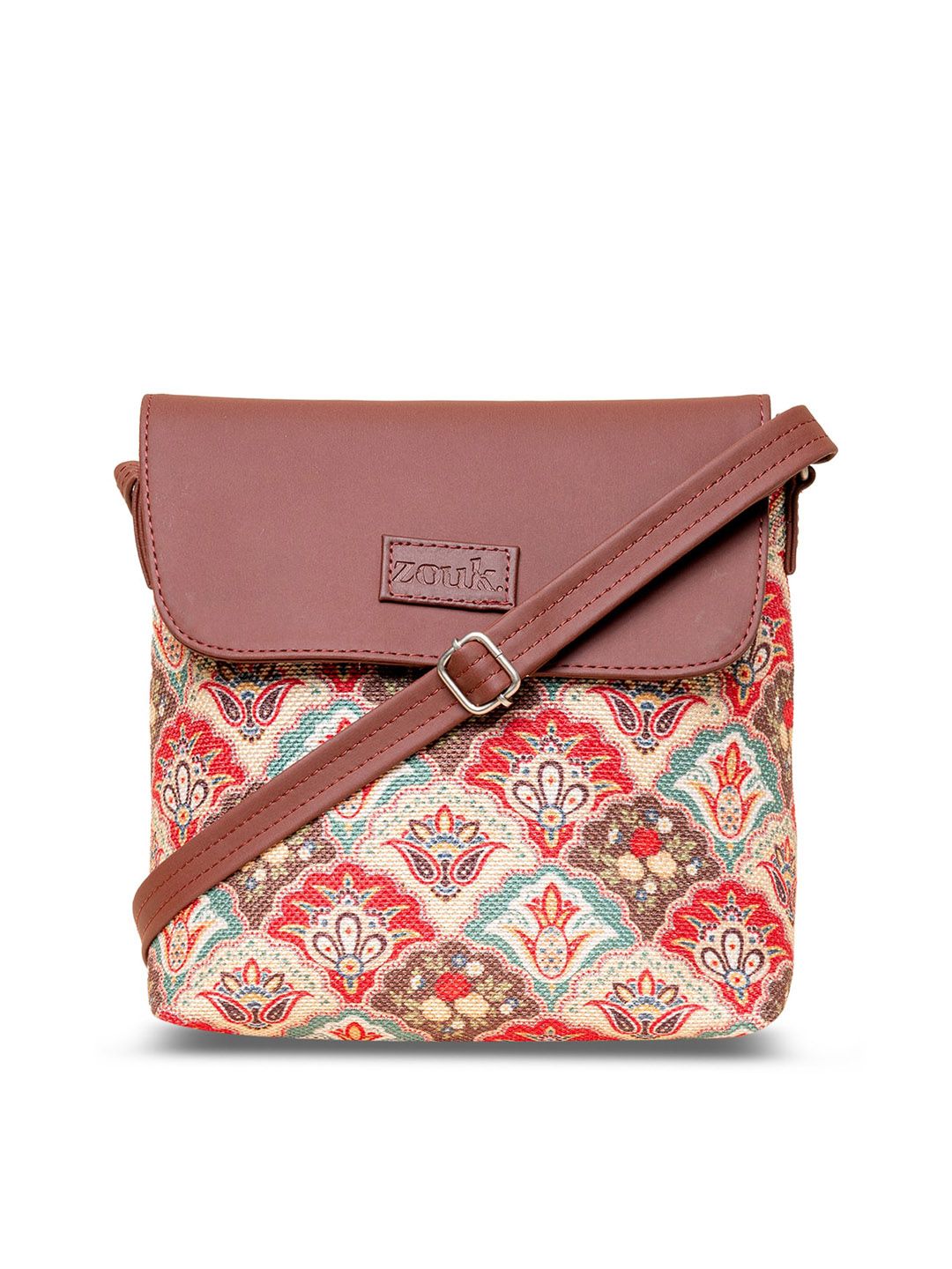 ZOUK Ethnic Motifs Printed Structured Sling Bag