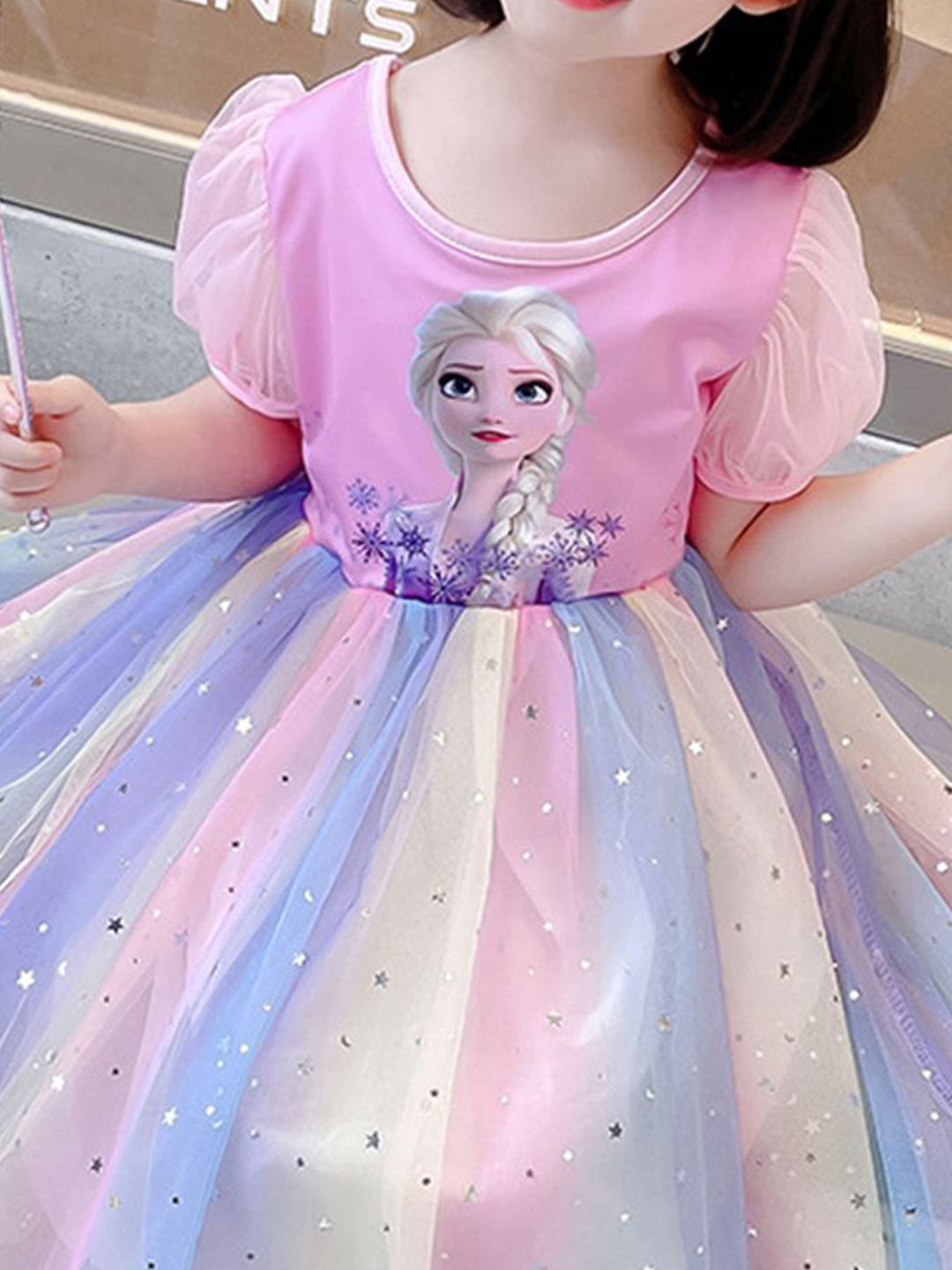 YK Embellished Round Neck Fit & Flare Dress