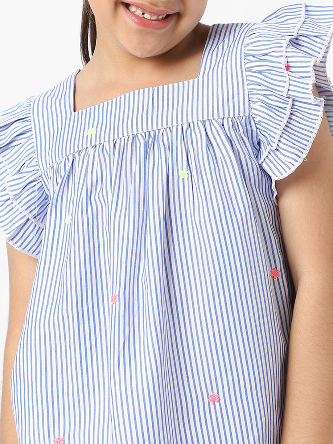 Nauti Nati Striped Bell Sleeve Cotton Top