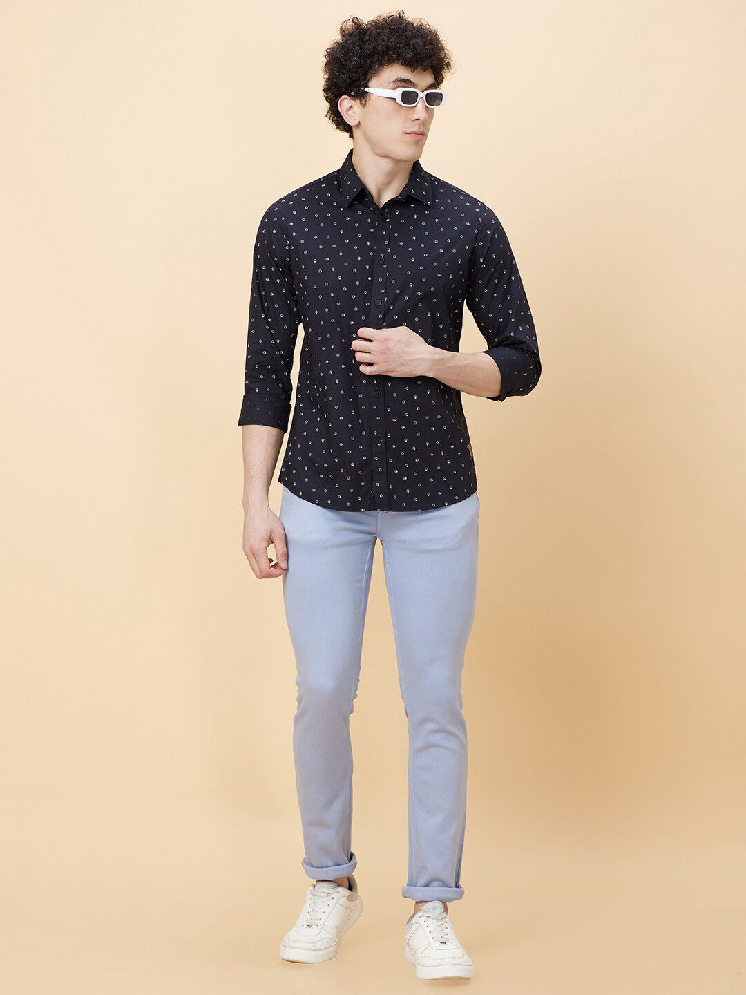 Being Human Slim Fit Opaque Printed Pure Cotton Casual Shirt