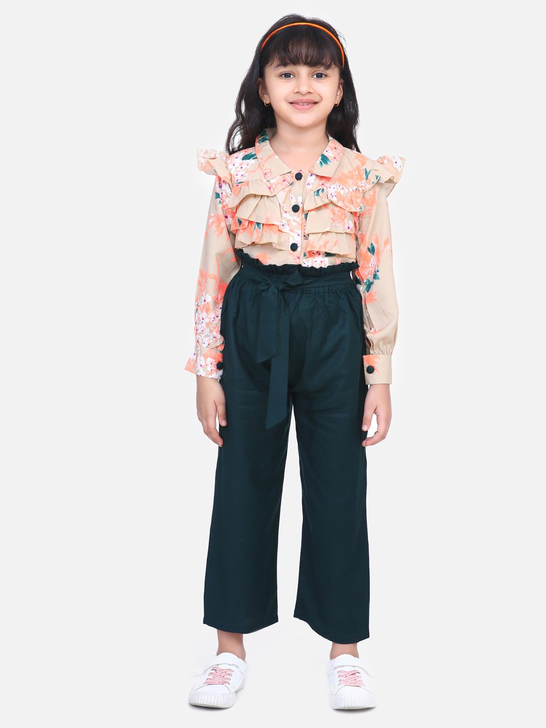 Cutiekins Girls Printed Long Sleeves Top With Palazzos