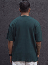 Powerlook Blue Cotton Round Neck Oversized T-shirt