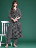 Indo Era Printed Panelled Pure Cotton Kurta with Trousers