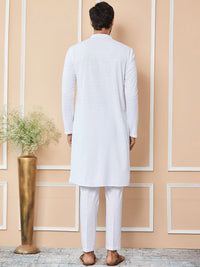 See Designs Floral Embroidered Mandarin Collar Pure Cotton Straight Kurta With Trousers