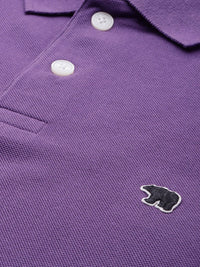 THE BEAR HOUSE Men Lavender Polo Collar Pure Cotton Slim Fit T-shirt