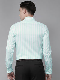 Park Avenue Men Blue & White Slim Fit Striped Pure Cotton Formal Shirt