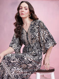 DressBerry Printed Kimono Sleeves Kaftan Midi Dress
