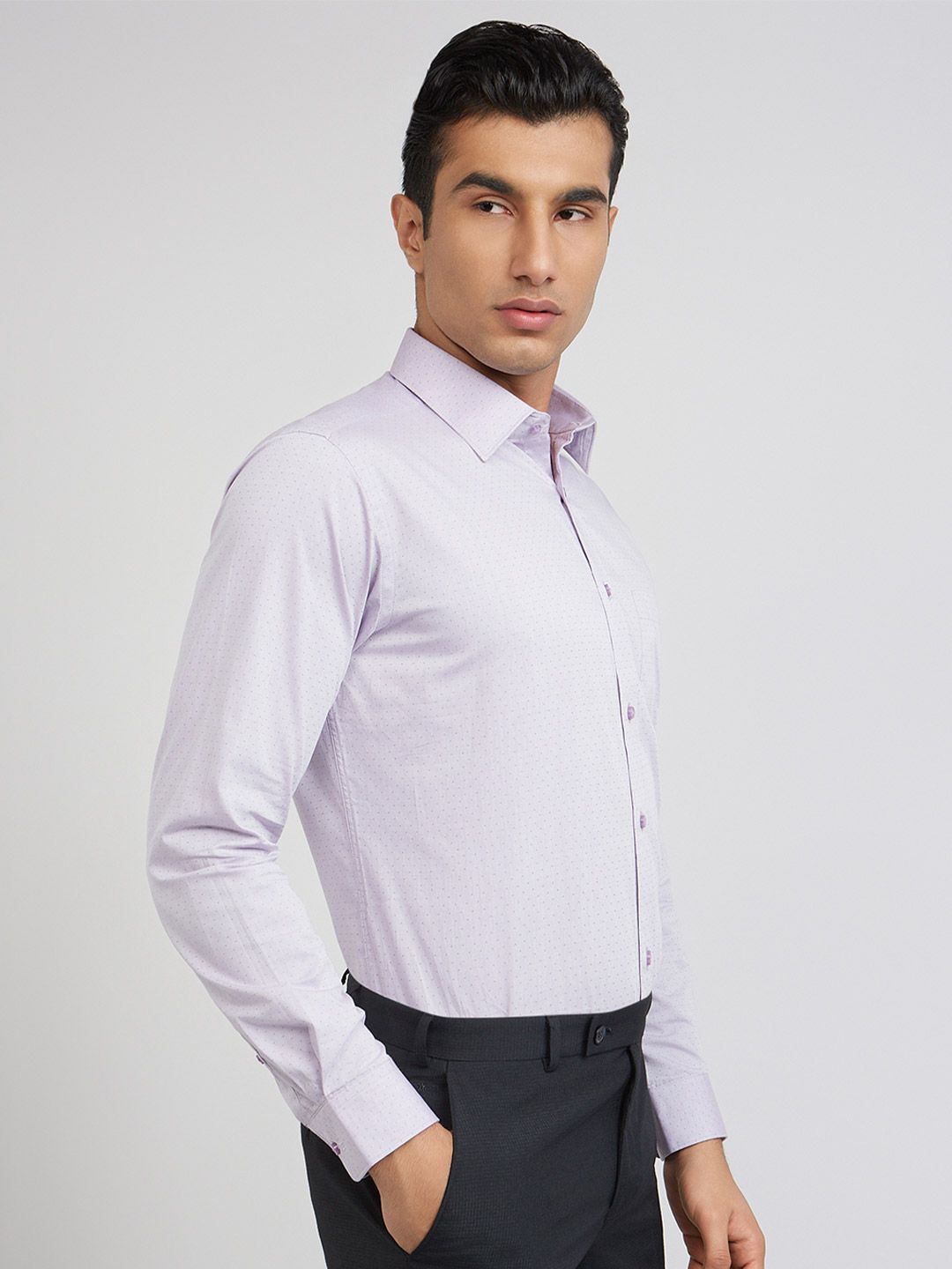 Raymond Men Purple Pure Cotton Self-Design Slim Fit Formal Shirt
