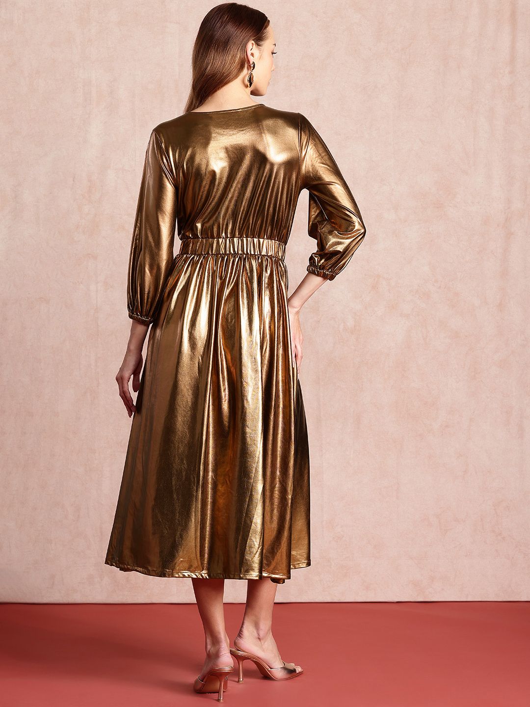 all about you Sheen Fit & Flare Midi Dress