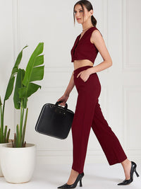 Athena V-Neck Crop Top With Trousers Co-Ords