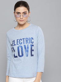 STREET 9 Women Blue Printed Round Neck T-shirt