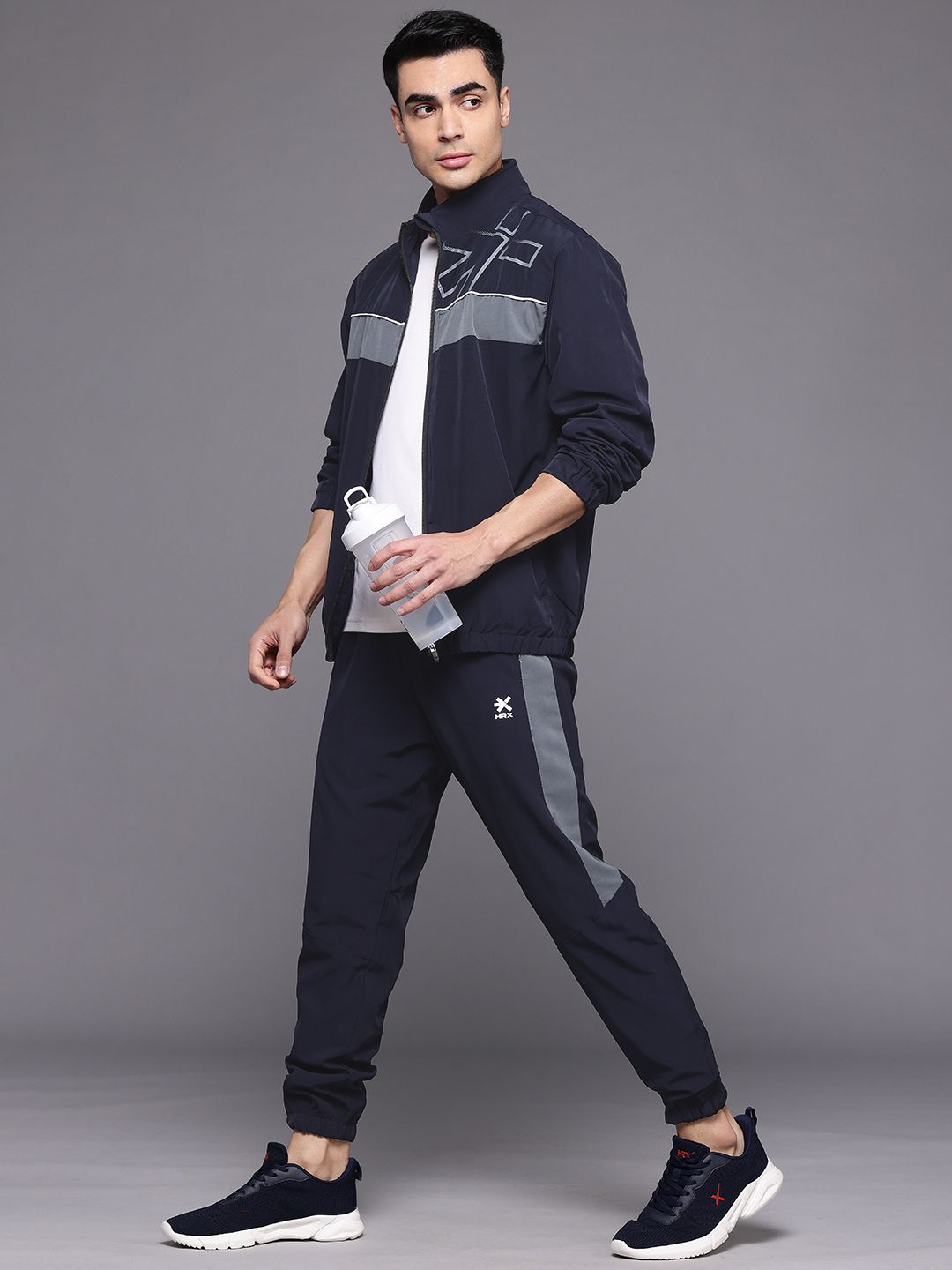 HRX by Hrithik Roshan Striped Printed Running Tracksuit