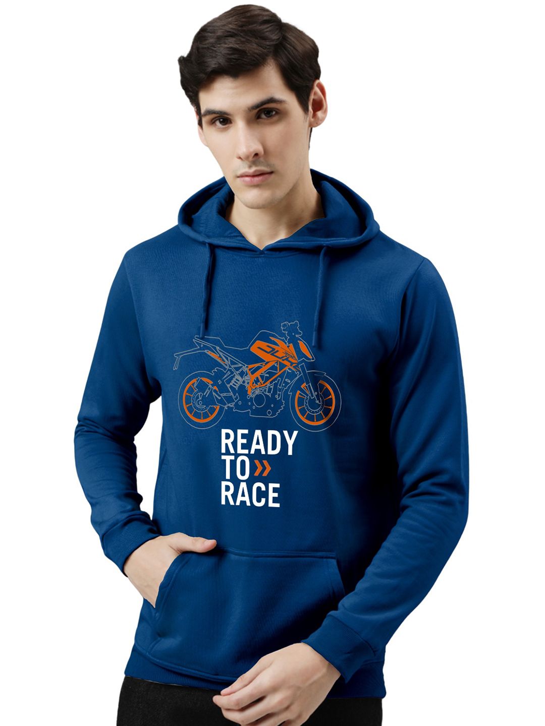 ADRO Men Cotton Graphic Printed Hooded Sweatshirt