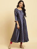 W Blue Ethnic Motifs Printed Regular Sequinned Kurta With Leggings And Dupatta