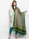 Saree mall Cream-Coloured & Green Printed Dupatta