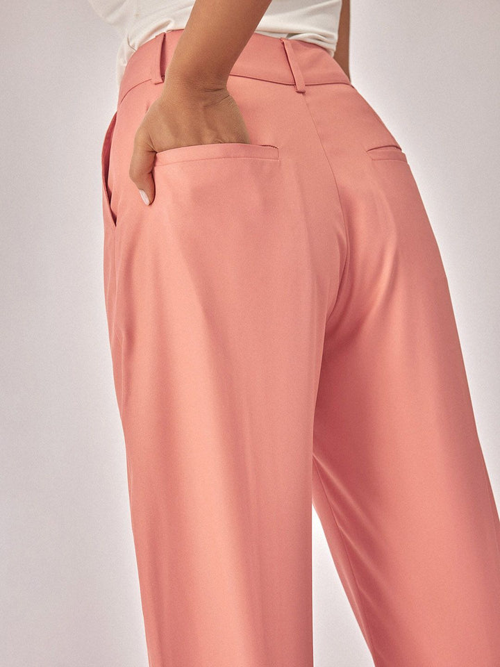 The Label Life Women Tapered Fit High-Rise Pleated Trousers