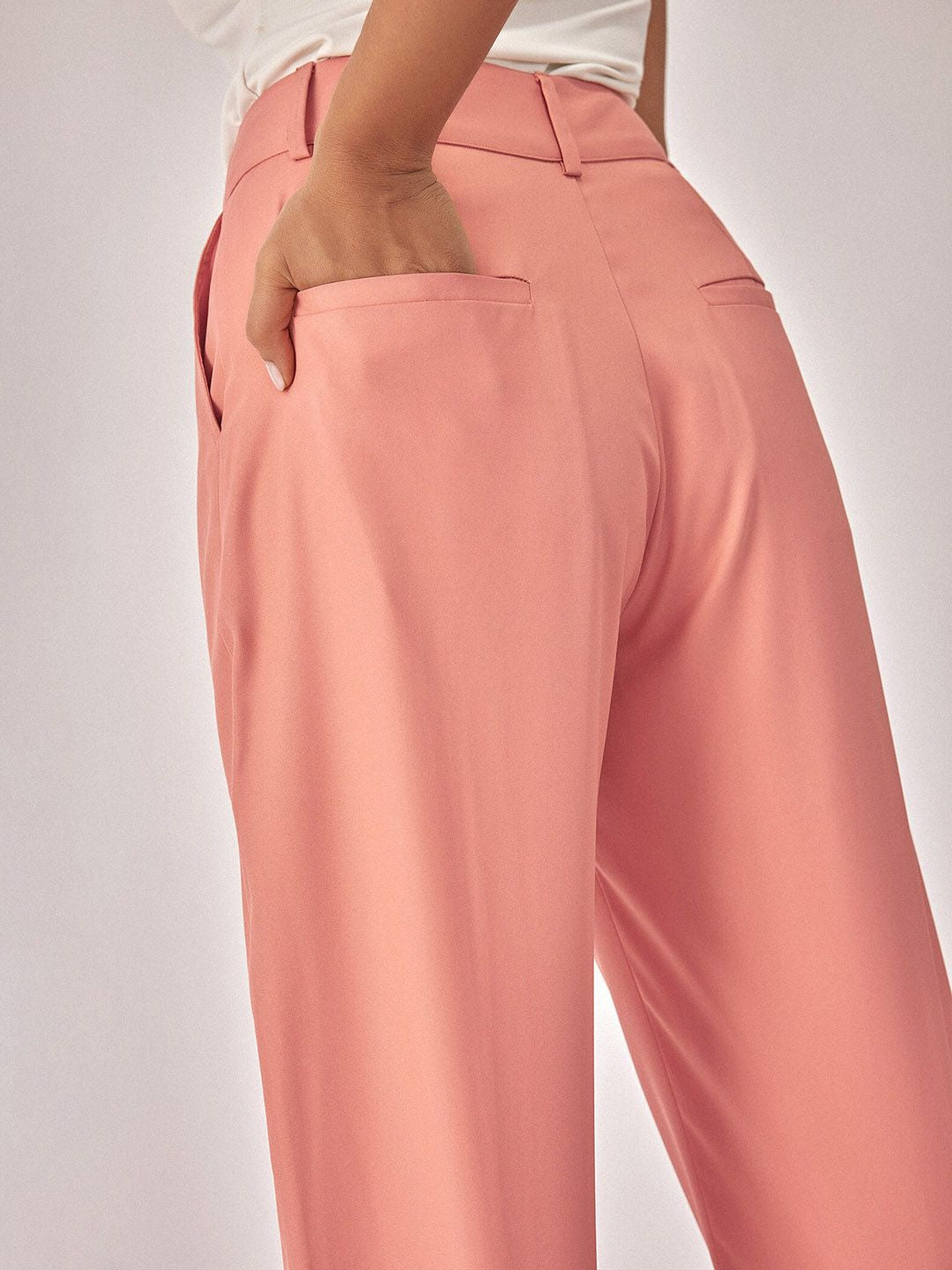 The Label Life Women Tapered Fit High-Rise Pleated Trousers