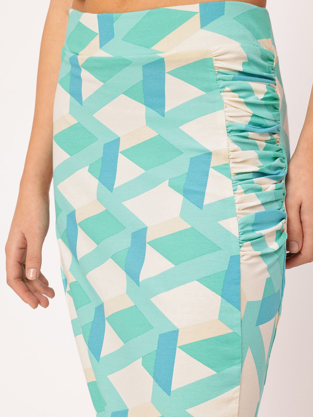 DressBerry Girly Glam Ruched Side Slit Midi Pencil Skirt