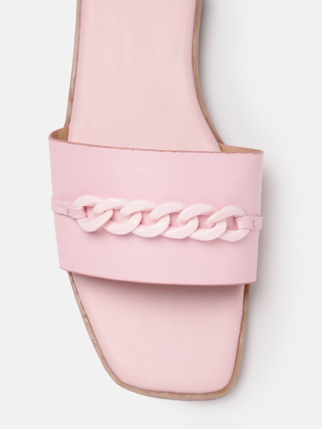 DressBerry Women Chain Embellished Open Toe Flats