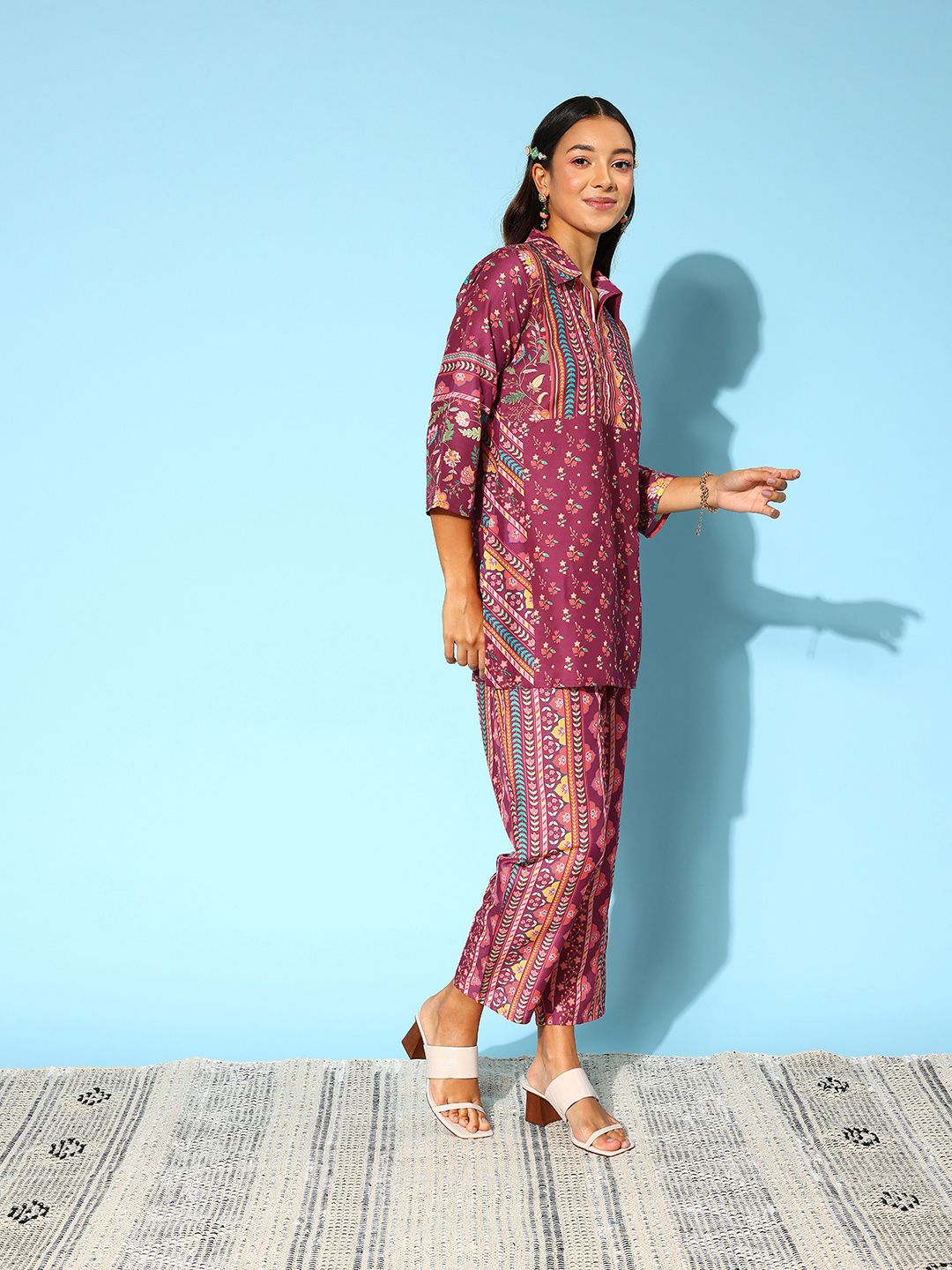 Indo Era Women Floral Printed Co-Ords Set