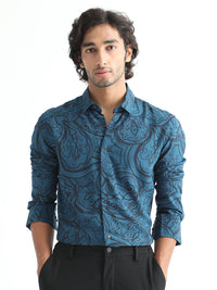 RARE RABBIT Men Paisum Slim Fit Opaque Printed Cotton Shirt