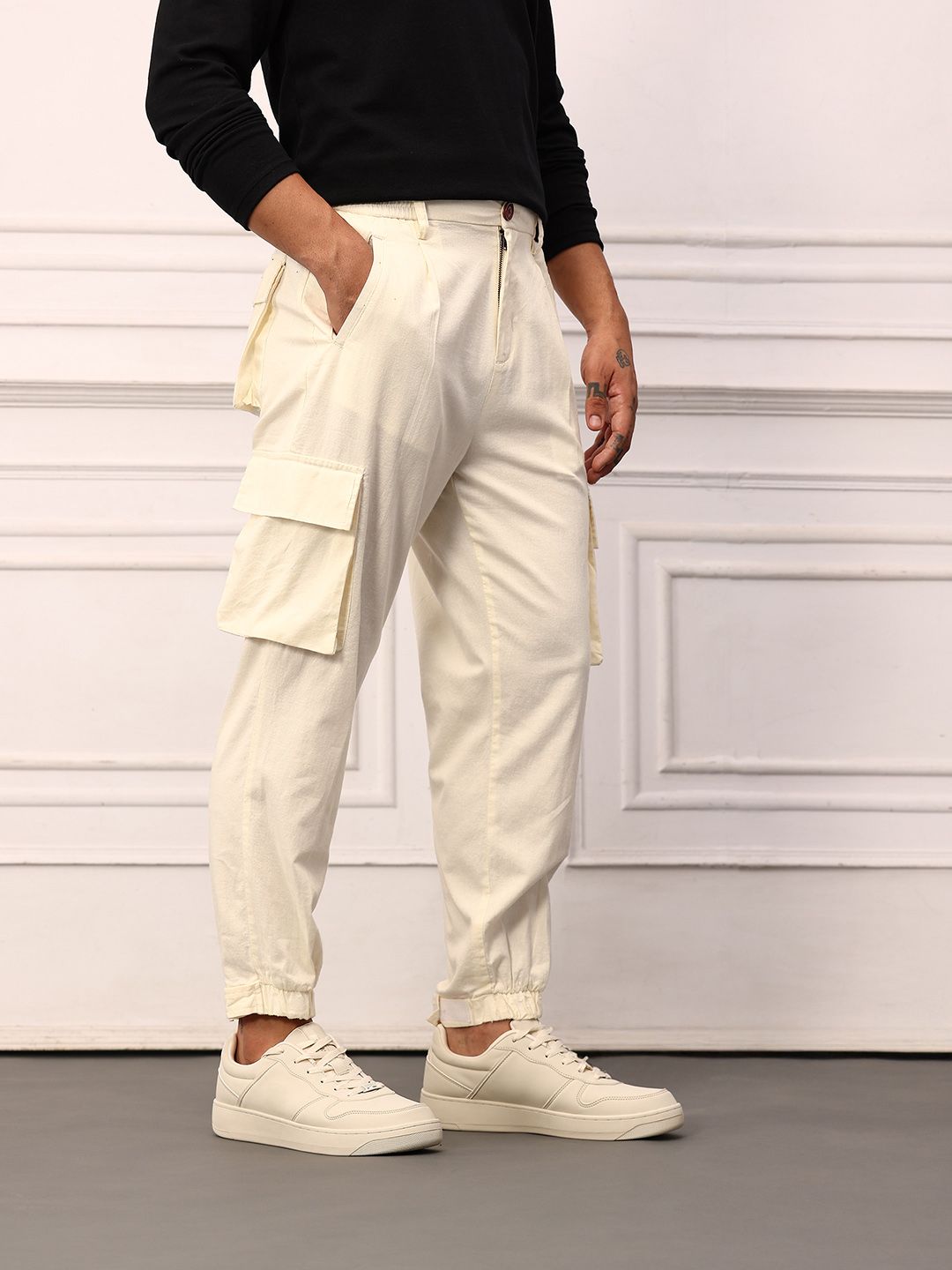 Mr Bowerbird Men Pleated Cotton Linen Cargos