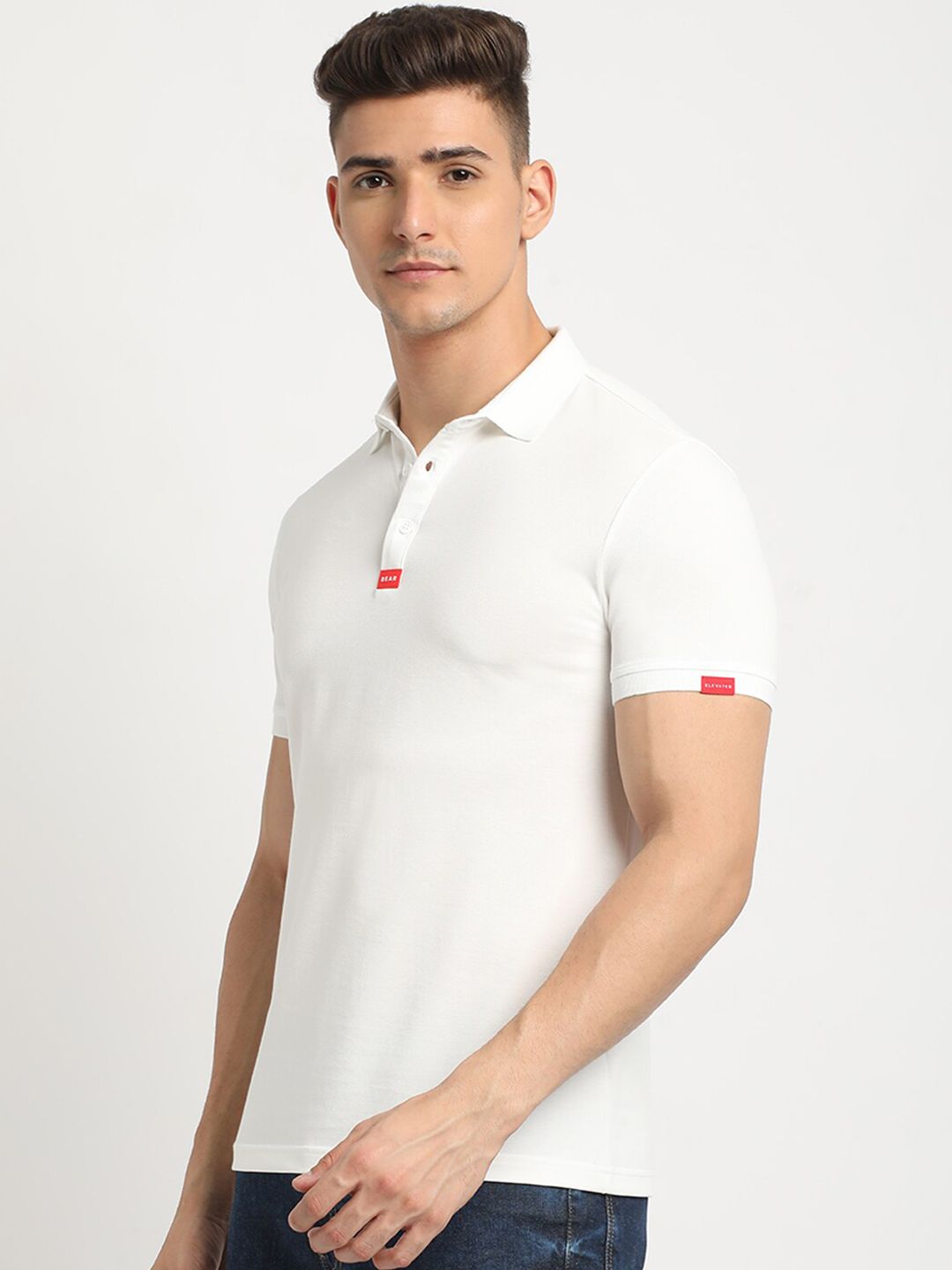 THE BEAR HOUSE Polo Collar Short Sleeves Slim Fit T-shirt