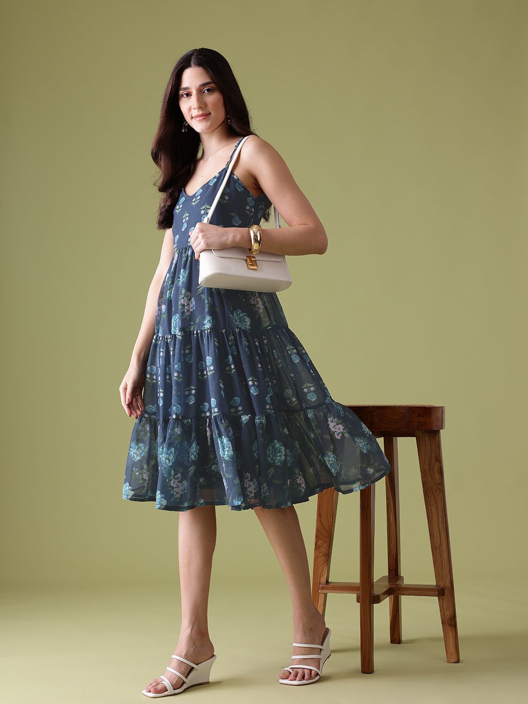 Anouk Floral Printed Ethnic Dress