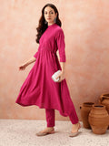 all about you Empire Pure Cotton Tie-Up Detailed Kurta with Trousers