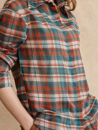 RAREISM Women Comfort Spread Collar Checked Casual Shirt