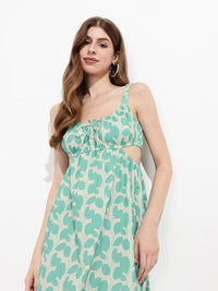 DressBerry Earthy Elegance Waist Cut-Out A-Line Dress