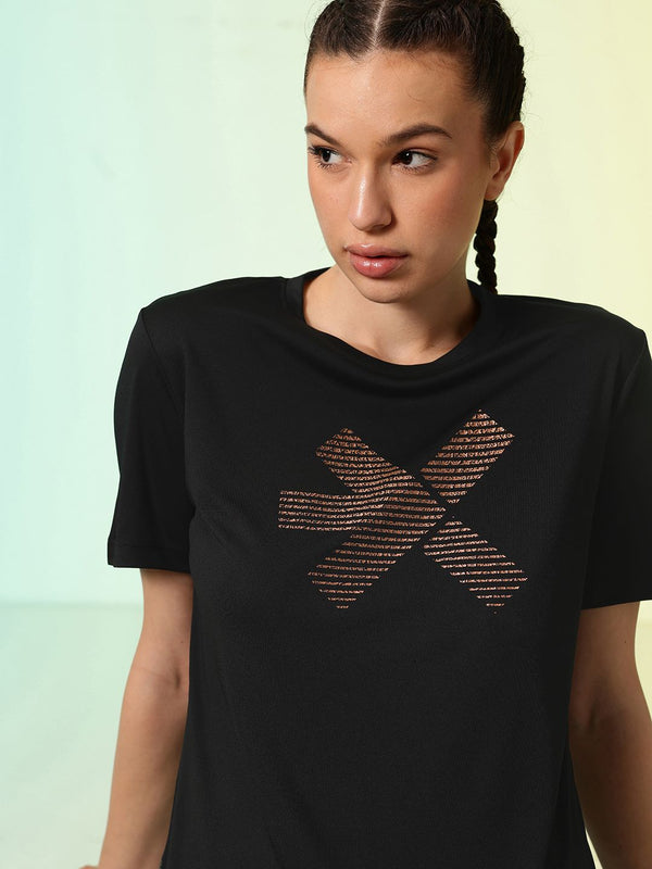HRX by Hrithik Roshan Brand Logo Printed ACTIVE-GODDESS Rapid Dry Training T-shirt