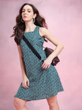 DressBerry Floral Printed Square Neck A-Line Dress