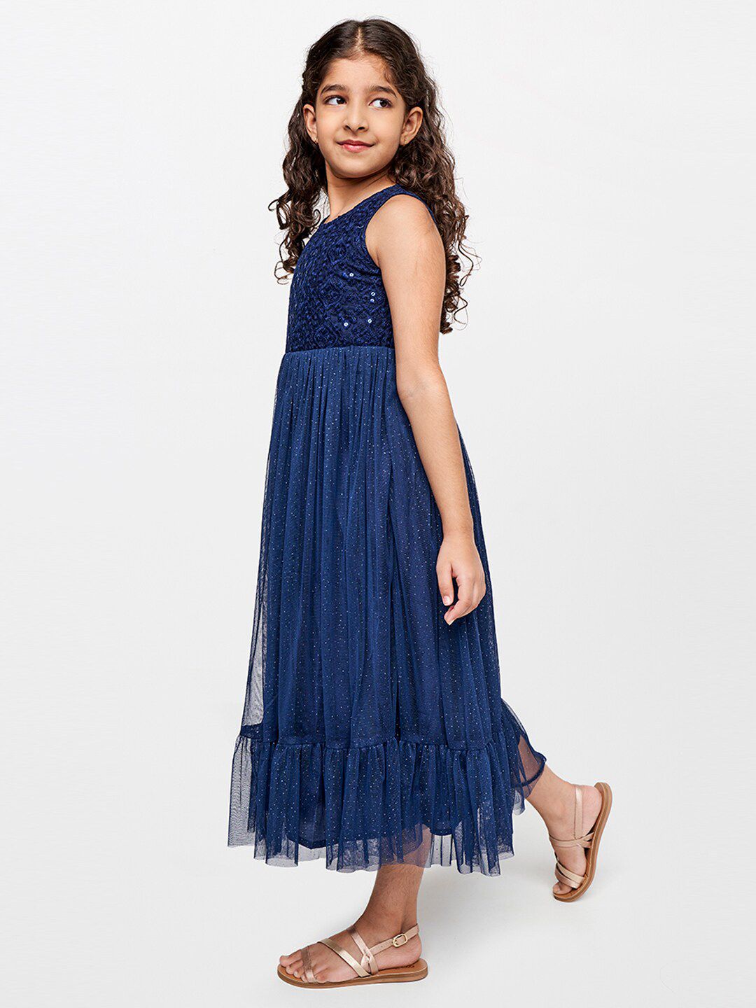 Global Desi Blue Embellished Maxi Dress